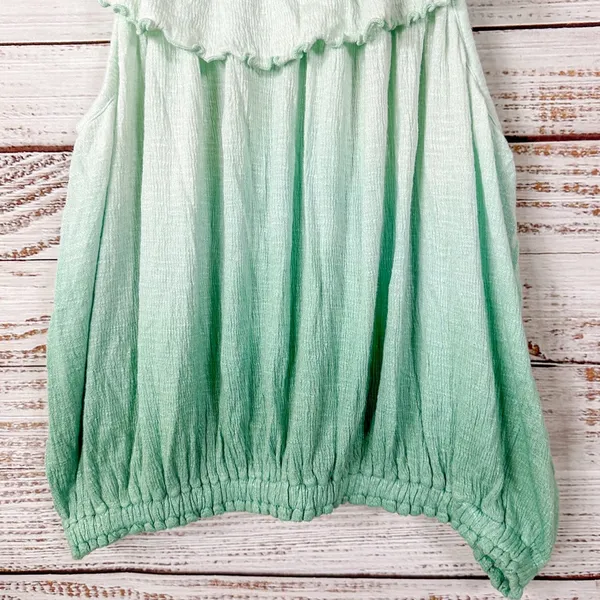 Free People Cora Lee Green and White Off the Shoulder Ombré Top, EUC, Medium - Image 5