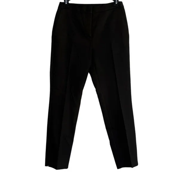 Zara Slim Straight Mid Rise Ankle Cropped Trouser Flat Front Pockets M Black - Image 14