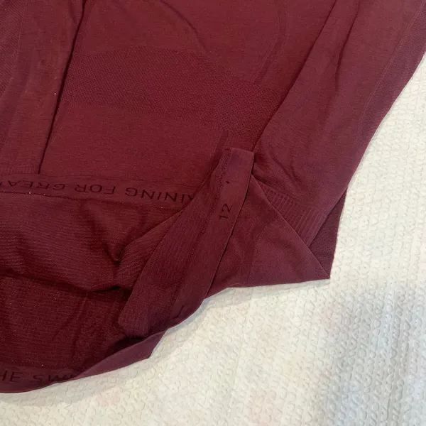 Lululemon burgundy swiftly tech long sleeve 12 women - Image 5