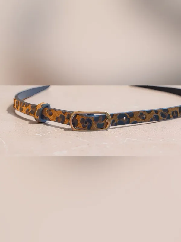 Leopard Print Skinny Belt Gold Buckle Y2K Animal Print - Image 8