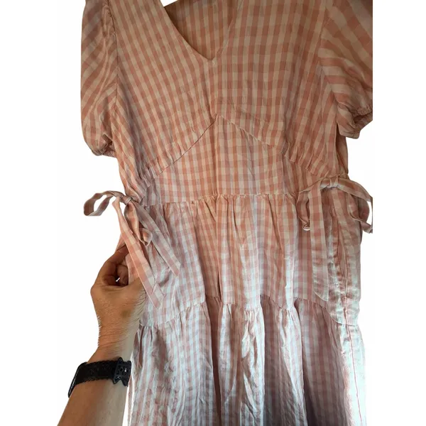 Calista Pink and White Gingham Dress - Size M - Image 9