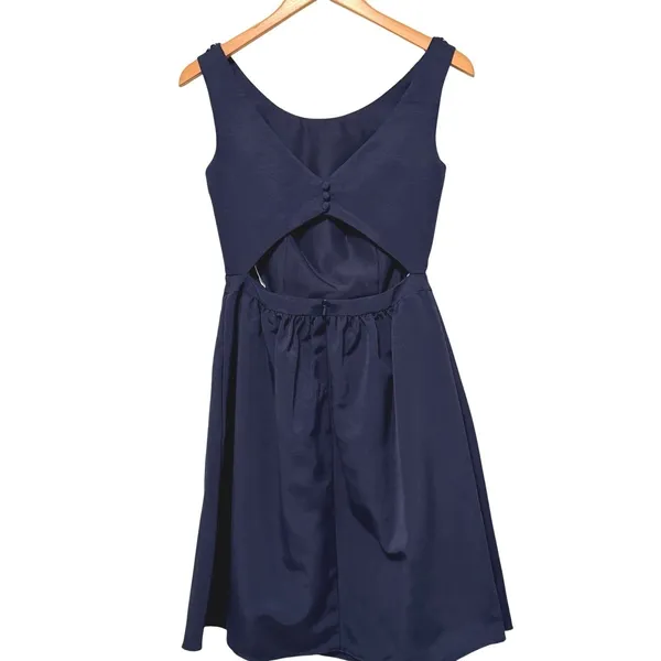 Davids‎ Bridal Faille Dress Sz 4 Formal Beaded Neckline Cutout Back Fit Flare - Image 4