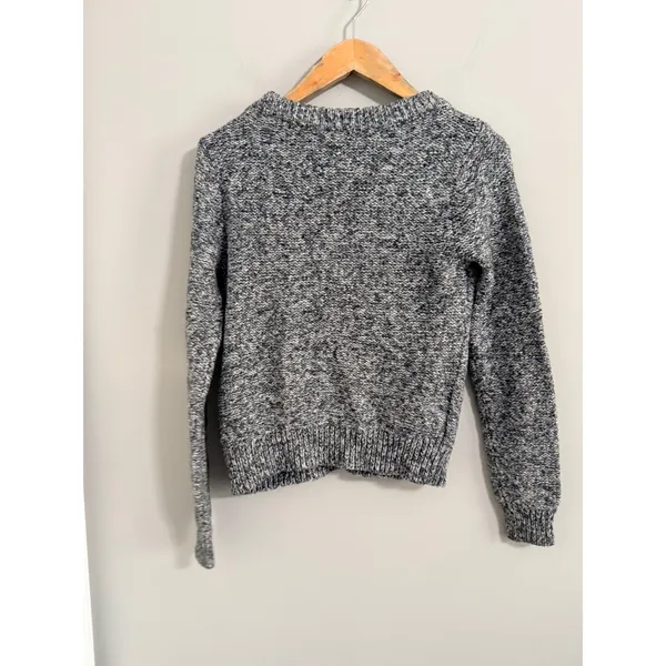 Abercrombie & Fitch Cable Knit Sweater Womens XS Grey Distressed Fringe Marled - Image 5