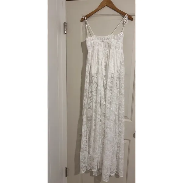 For Love & Lemons $260 Lorena Dress White Maxi Floral Bridal Lace Fairy Ethereal - Image 5