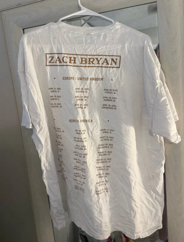 Zach Bryan Tour Tshirt White Size XL - Image 2