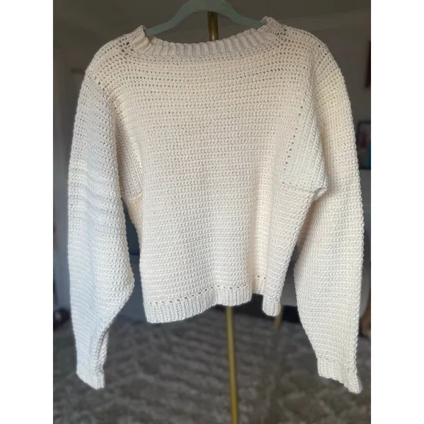 Handmade Knit E Monogram Sweater Peach Cream Old Money Heirloom Quiet Luxury M/L - Image 3