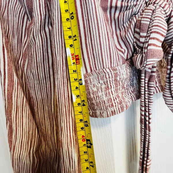 American Eagle Outfitters Striped Smocked Tie Front Crop Top Long Sleeve M - Image 8