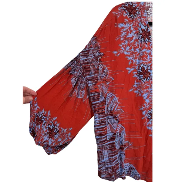 Free People Birds of A Feather Boho V-Neck Balloon Sleeve Blouse Top Size Small‎ - Image 9