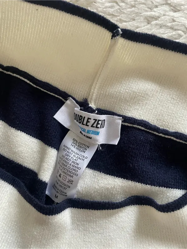 Double Zero Fitted Knit Navy Stripe  Shorts - Image 4