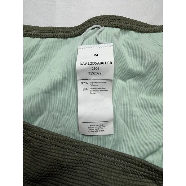 Cupshe Olive Green Ribbed Tankini Set High Neck Mesh Cutout Back Size M - Image 7