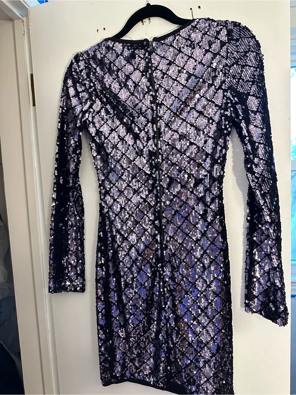 privy Vintage Y2K Lavender Sequin Long Sleeve V-Neck Dress size small NWT - Image 4