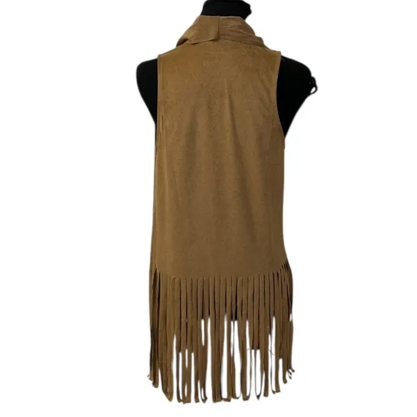 It Gal Tan Stretchy Fringe Lightweight Vest(Size Medium) Tan - Image 2