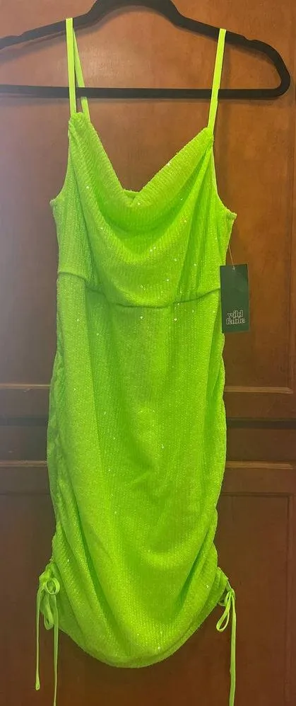 Women's Sequin Neon Green Bodycon Dress Wild fable- Small NWT - Image 4
