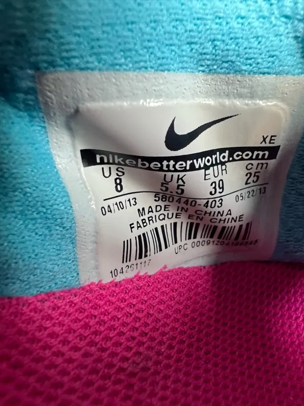 Nike Flex 2013 Run Shoes Sneaker Blue Aqua Pink Athletics Running Workout Size 8 - Image 11