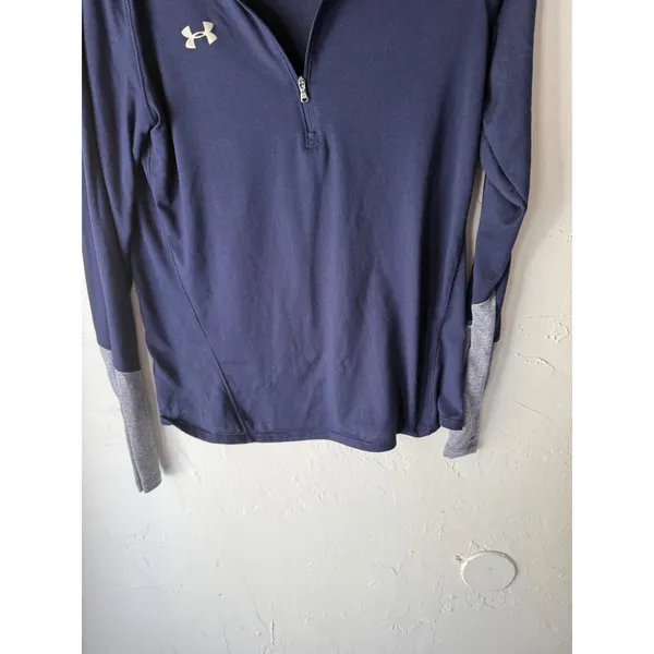 Under Armour HeatGear‎ Navy Blue Athletic Quarter Zip Long Sleeve Shirt Top SM - Image 5