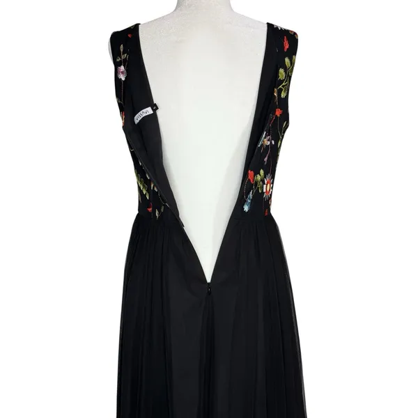 Vissavi Vintage Y2K 8 Tulle Illusion Mesh Dress Embroidered Floral Semi Formal‎ - Image 6
