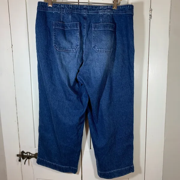 Talbots Wide Leg Crop Jeans Cora Wash Blue Denim Womens 16W High Rise Minimalist - Image 2