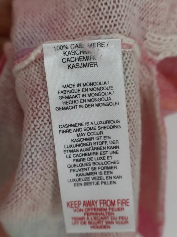 Brodie Cashmere 100% Cashmere Sweater S Pink Tie Dye V Neck NWT Whimsical - Image 8