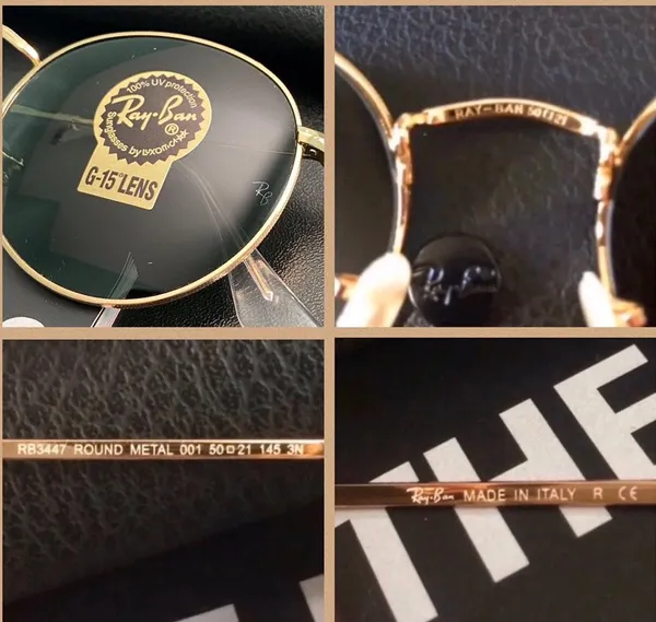 Ray Ban Round Metal RB3447 Gold Frame - Image 5