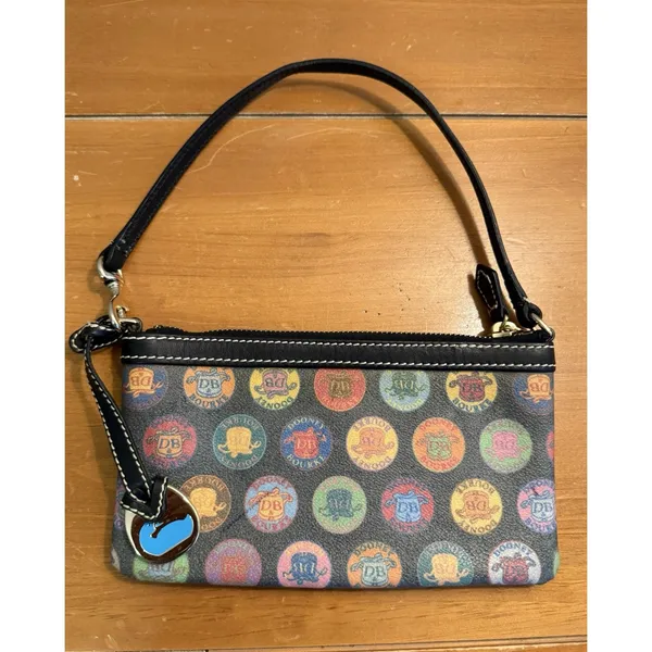 Y2K Dooney &‎ Bourke Wristlet Multicolor Circle Stamp Medallion Logo Design - Image 5