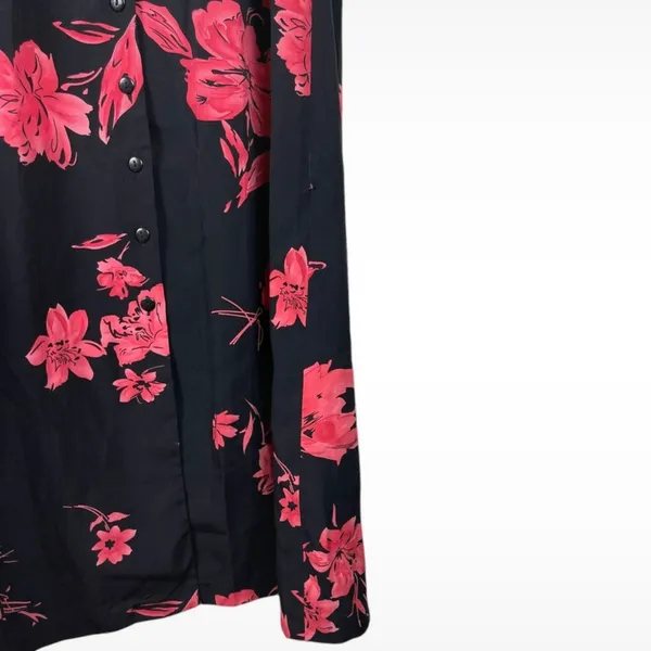 Vintage Y2K Dressbarn Women’s Size 18W Floral Button Front Black Summer Dress - Image 3