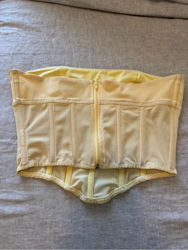 Edikted Butter Yellow Mesh Corset Top - Image 4