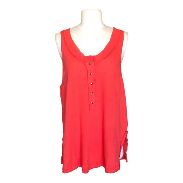 We The Free Free People Love Language Henley Tank Top Coral Sleeveless NWT Small - Image 2