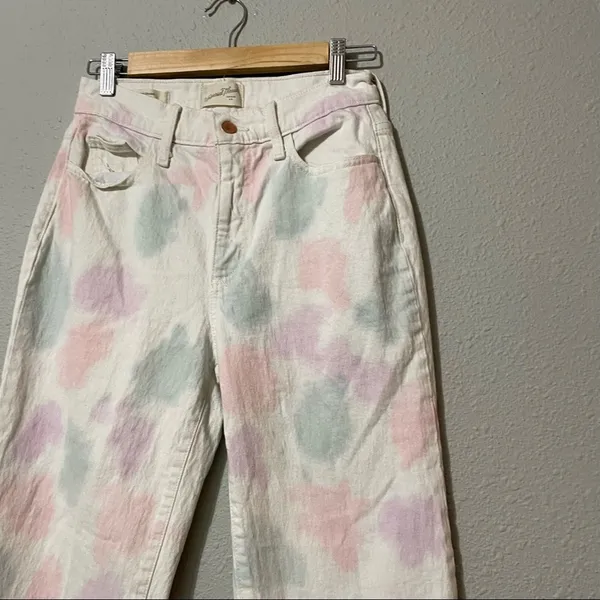 Universal Threads Vintage Straight White Pink & Blue Jeans Womens 2 Polka Dot - Image 4