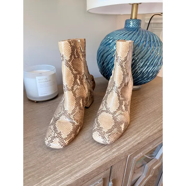 Sam Edelman Codie Snakeskin Ankle Boots‎ Women Beige 9 - Image 2