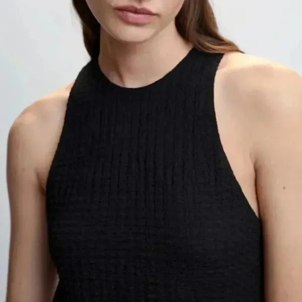 Mango MNG Textured‎ Short Black Dress Sleeveless NWT Size 6 - Image 5