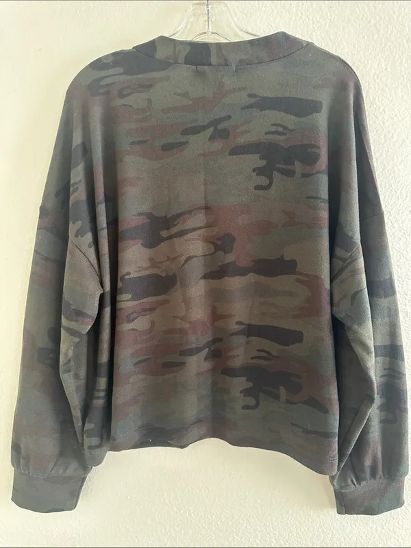 Social Standards Women's Camo Button-Front Cardigan - Olive Camo - Image 5