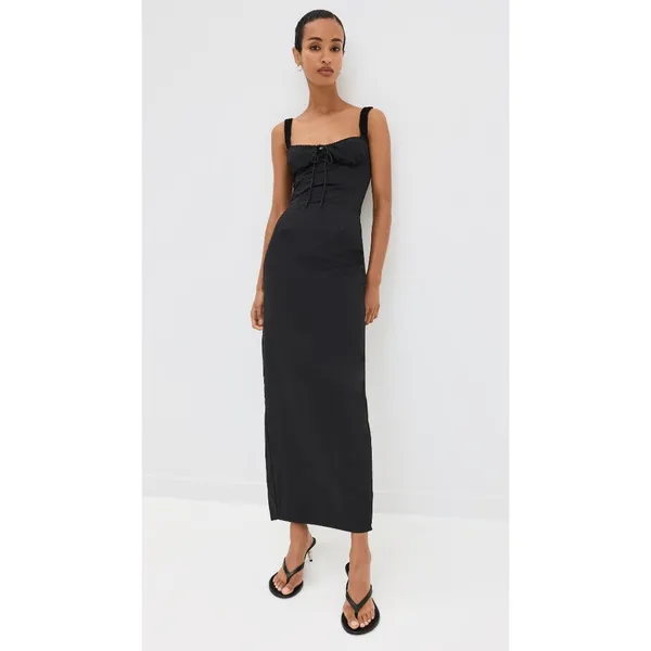 LIONESS Hot Nights Maxi Dress in Onyx XSmall New Womens Long Cotton Gown - Image 14
