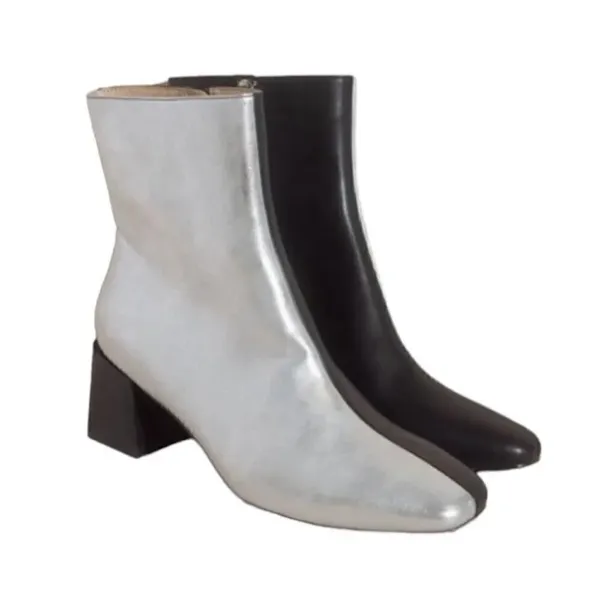 Oasis's Society Color Block Silver Black Anke Boots(Size 8.5) Silver - Image 2