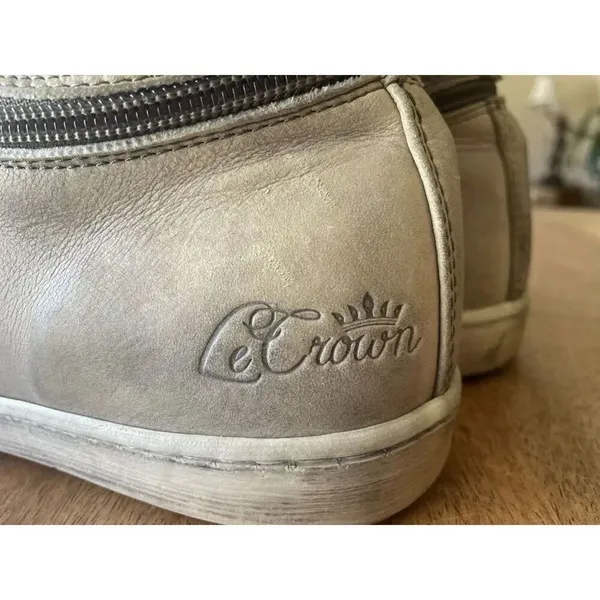 Le Crown Handmade in Italy Distressed Leather Convertible High Low Sneakers 37 - Image 6