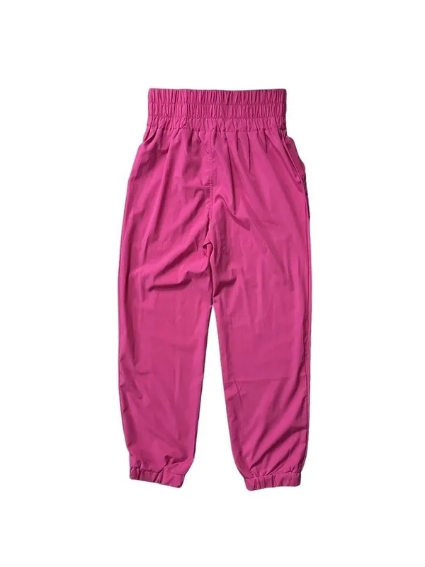 New In Smocked High Waist Elastic Waistband Joggers Hot Pink Size Large - Image 2