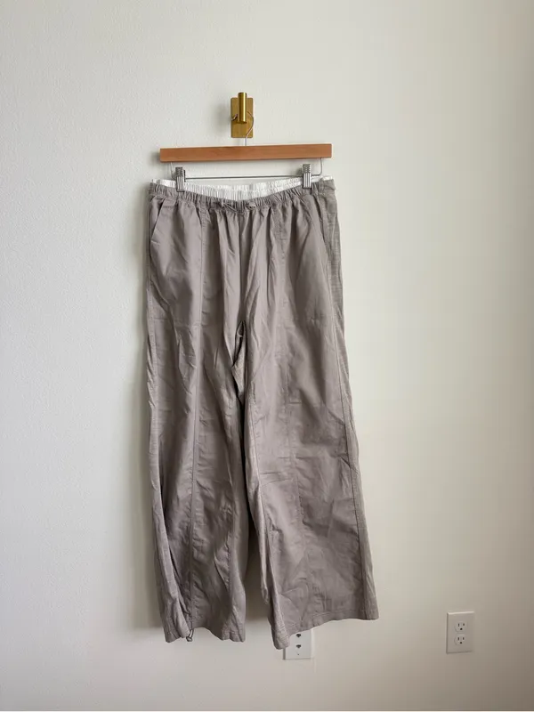 Daily Practice by Anthropologie Parachute Wide Leg Pants Taupe Small - Image 6