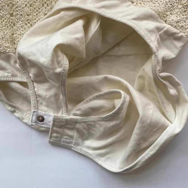 Vintage Patricia Jones cream woven boho cream bodysuit, size large - Image 7