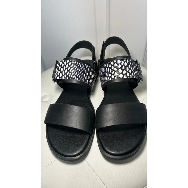 Sorel Ella III Slingback Sandals 8.5 Black Snake‎ Print Leather Buckle NIB - Image 2