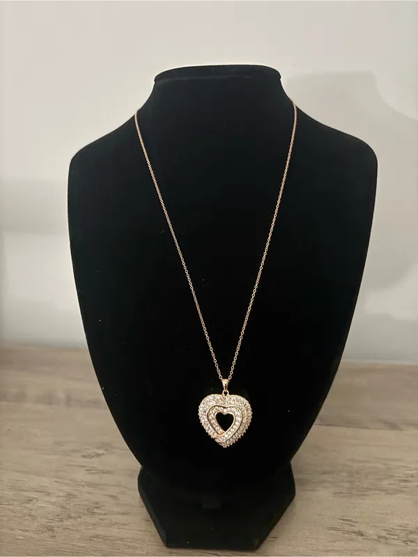 Rose Gold Plated Sterling Silver Baguette Cz Heart Necklace 18” - Image 9
