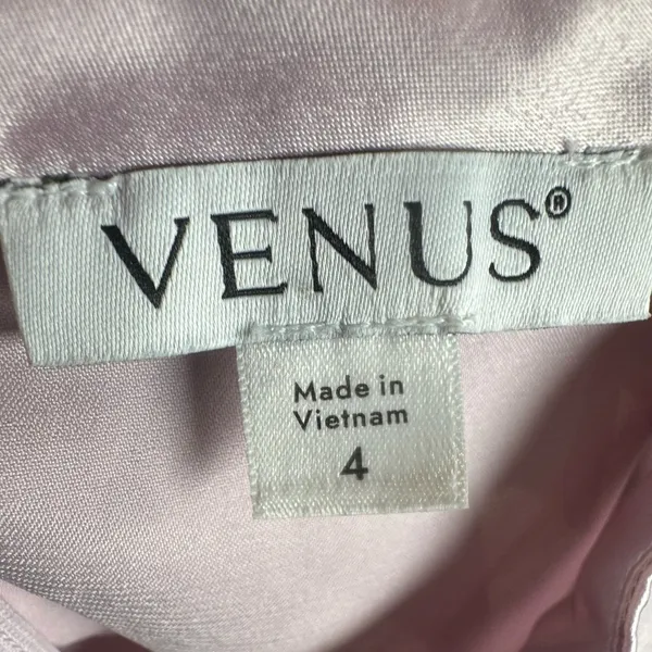 Venus light pink satin mock neck peplum top size 4 - Image 6