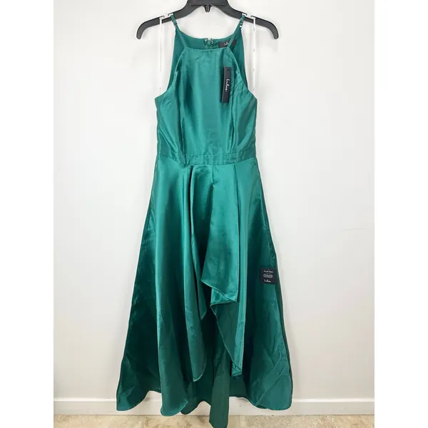 Lulus Broadway Show Emerald Green High-Low Gown Formal Glam Party Medium NWT - Image 5