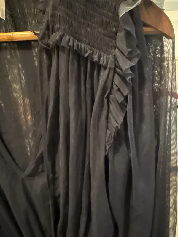 Free People Sheer Mesh Ruffle Blouse Size L - Image 4