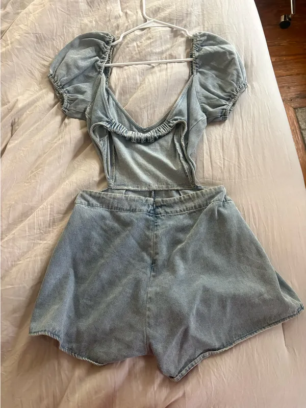 Light wash denim romper Blue Size M - Image 2