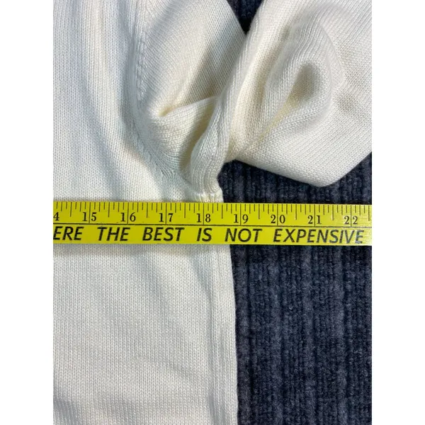 TALBOTS Sweater Women M Ivory Yellow Floral Embroidered Crewneck Cottage Spring - Image 6
