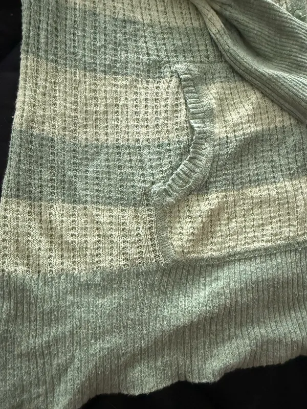 {AEROPOSTALE} Light and Dark Green Striped Hooded Button Pullover - Image 2