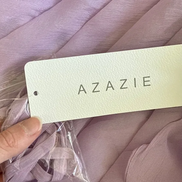Azazie Mazi Dress Ruffled Sweetheart Neck Christabelle Size US 00 Lilac - Image 4