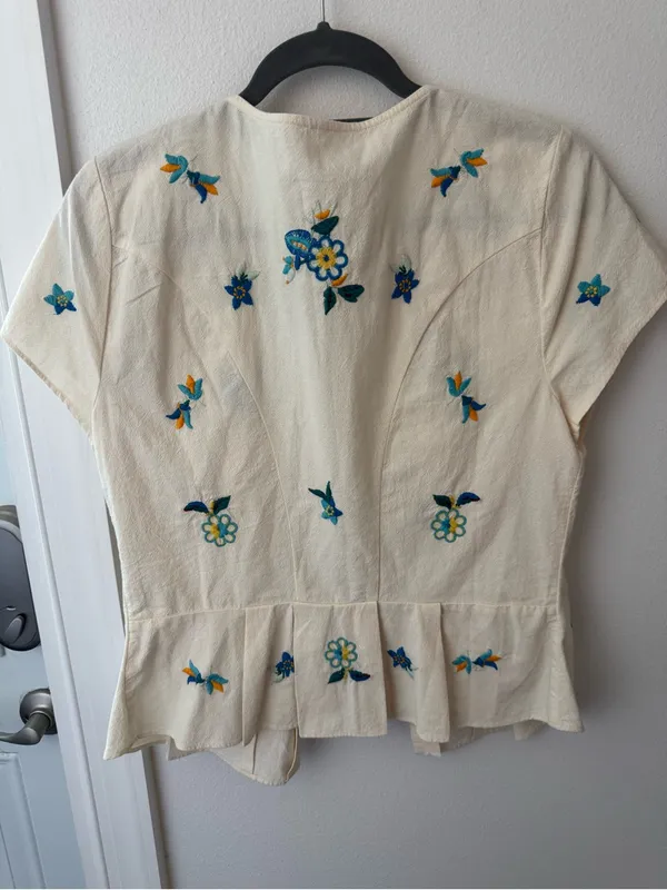 • Free People • NWOT Cream Floral Embroidered Button-Front Women's Top - Image 4