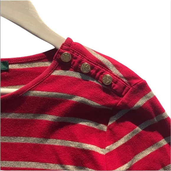Ralph Lauren Red and Gold Striped Top Size‎ XL - Image 7