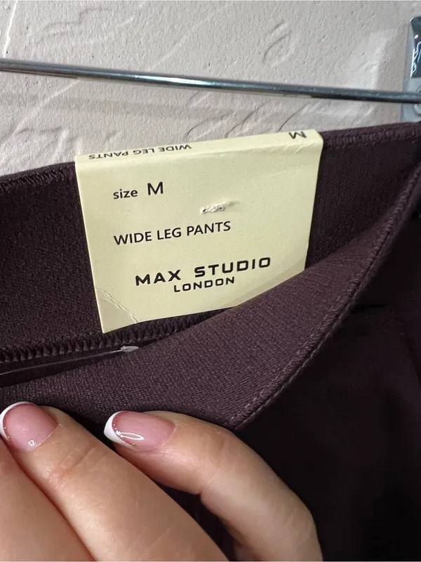 Max Studio London Wide Leg Pull On Burgundy Comfy Pants NWT M - Image 7