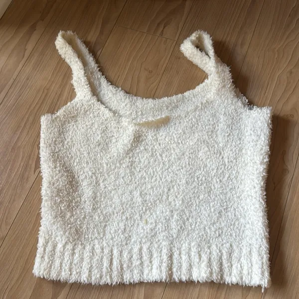 Cozy White Fuzzy Tank Top - Image 2